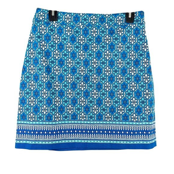 NEW Talbots Blue & White Ikat Print Pencil Skirt Preppy Casual - Size 4 - Picture 1 of 6